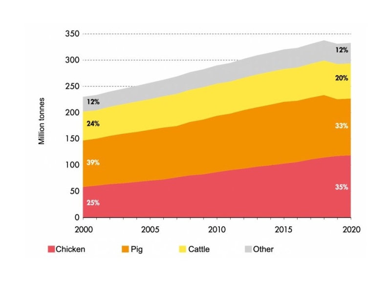 ФАО: за последние 20 лет мировое производство мяса увеличилось на 45%